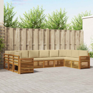 vidaXL Hoekbank Set 10 pcs Natuurlijk en Beige Massief Acaciahout