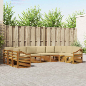vidaXL Hoekbank Set 10 pcs Natuurlijk en Beige Massief Acaciahout