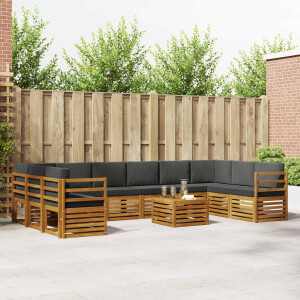 vidaXL Hoekbank Set 11 pcs Natuurlijk en Antraciet Massief Acaciahout