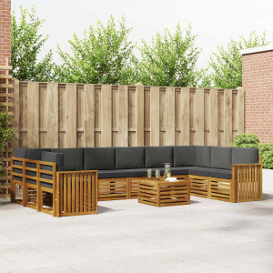 vidaXL Hoekbank Set 11 pcs Natuurlijk en Antraciet Massief Acaciahout