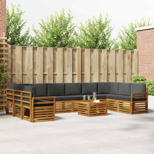 vidaXL Hoekbank Set 11 pcs Natuurlijk en Antraciet Massief Acaciahout