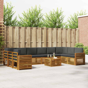 vidaXL Hoekbank Set 11 pcs Natuurlijk en Antraciet Massief Acaciahout
