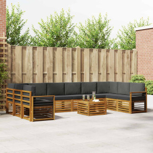 vidaXL Hoekbank Set 11 pcs Natuurlijk en Antraciet Massief Acaciahout