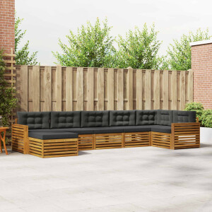vidaXL Sofa-Sets 7 pcs Natuurlijk en Antraciet Massief Acaciahout