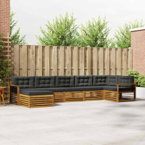 vidaXL Sofa-Sets 7 pcs Natuurlijk en Antraciet Massief Acaciahout
