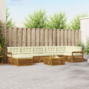 vidaXL Sofa-Sets 8 pcs Natuurlijk en Crème Massief Acaciahout