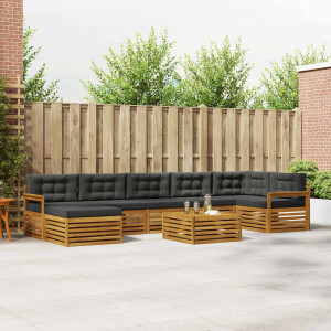 vidaXL Sofa-Sets 8 pcs Natuurlijk en Antraciet Massief Acaciahout
