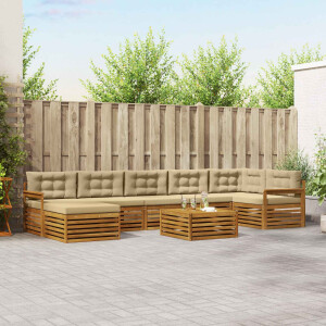 vidaXL Sofa-Sets 8 pcs Natuurlijk en Beige Massief Acaciahout