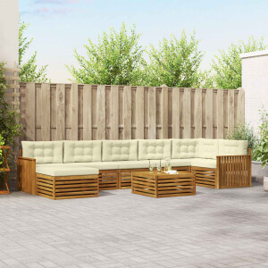 vidaXL Sofa-Sets 8 pcs Natuurlijk en Crème Massief Acaciahout