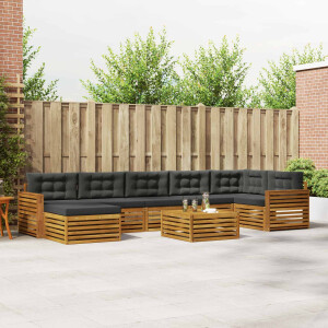 vidaXL Sofa-Sets 8 pcs Natuurlijk en Antraciet Massief Acaciahout