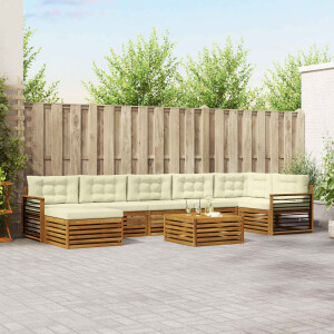 vidaXL Sofa-Sets 8 pcs Natuurlijk en Crème Massief Acaciahout