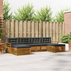 vidaXL Sofa-Sets 6 pcs Natuurlijk en Antraciet Massief Acaciahout