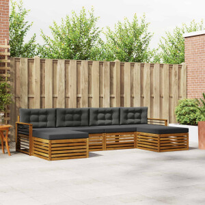vidaXL Sofa-Sets 6 pcs Natuurlijk en Antraciet Massief Acaciahout