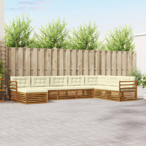 vidaXL Sofa-Sets 8 pcs Natuurlijk en Crème Massief Acaciahout