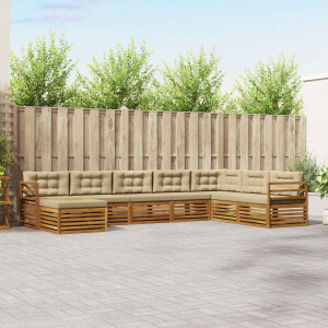 vidaXL Sofa-Sets 8 pcs Natuurlijk en Beige Massief Acaciahout