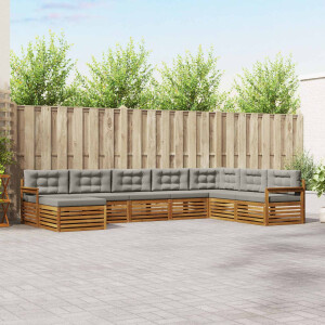 vidaXL Sofa-Sets 8 pcs Natuurlijk en Lichtgrijs Massief Acaciahout