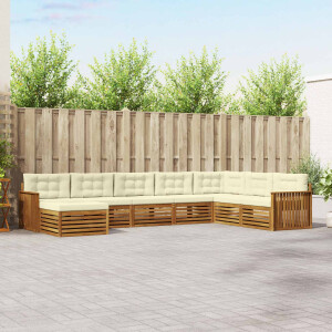 vidaXL Sofa-Sets 8 pcs Natuurlijk en Crème Massief Acaciahout