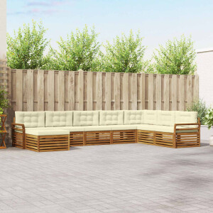 vidaXL Sofa-Sets 8 pcs Natuurlijk en Crème Massief Acaciahout