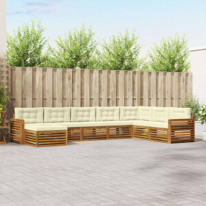 vidaXL Sofa-Sets 8 pcs Natuurlijk en Crème Massief Acaciahout