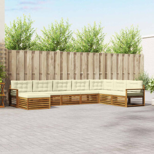 vidaXL Sofa-Sets 8 pcs Natuurlijk en Crème Massief Acaciahout