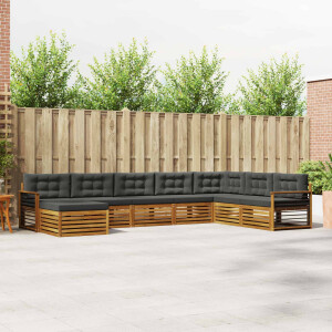 vidaXL Sofa-Sets 8 pcs Natuurlijk en Antraciet Massief Acaciahout