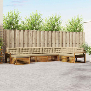 vidaXL Sofa-Sets 8 pcs Natuurlijk en Beige Massief Acaciahout