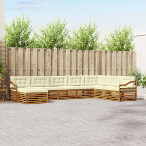 vidaXL Sofa-Sets 8 pcs Natuurlijk en Crème Massief Acaciahout