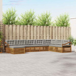vidaXL Sofa-Sets 8 pcs Natuurlijk en Lichtgrijs Massief Acaciahout