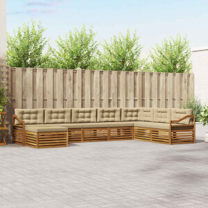 vidaXL Sofa-Sets 8 pcs Natuurlijk en Beige Massief Acaciahout
