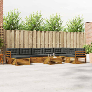 vidaXL Sofa-Sets 9 pcs Natuurlijk en Antraciet Massief Acaciahout