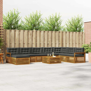 vidaXL Sofa-Sets 9 pcs Natuurlijk en Antraciet Massief Acaciahout