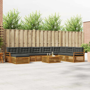 vidaXL Sofa-Sets 9 pcs Natuurlijk en Antraciet Massief Acaciahout