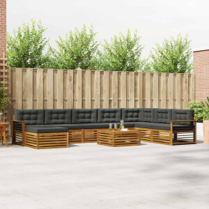 vidaXL Sofa-Sets 9 pcs Natuurlijk en Antraciet Massief Acaciahout