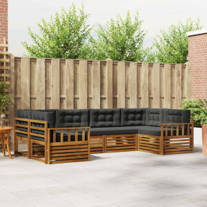 vidaXL Sofa-Sets 6 pcs Natuurlijk en Antraciet Massief Acaciahout