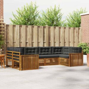 vidaXL Sofa-Sets 6 pcs Natuurlijk en Antraciet Massief Acaciahout