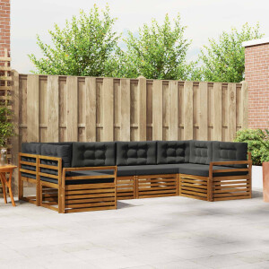 vidaXL Sofa-Sets 6 pcs Natuurlijk en Antraciet Massief Acaciahout