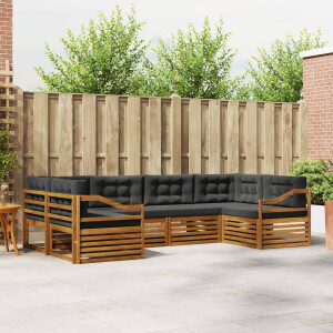 vidaXL Sofa-Sets 6 pcs Natuurlijk en Antraciet Massief Acaciahout