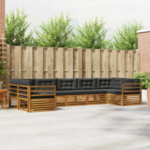 vidaXL Sofa-Sets 7 pcs Natuurlijk en Antraciet Massief Acaciahout
