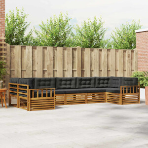 vidaXL Sofa-Sets 7 pcs Natuurlijk en Antraciet Massief Acaciahout