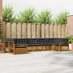 vidaXL Sofa-Sets 7 pcs Natuurlijk en Antraciet Massief Acaciahout