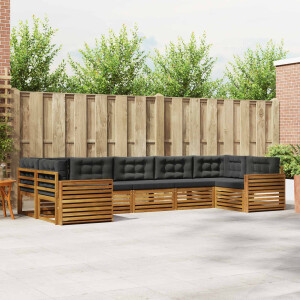vidaXL Sofa-Sets 7 pcs Natuurlijk en Antraciet Massief Acaciahout