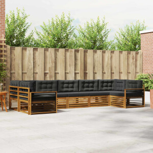 vidaXL Sofa-Sets 7 pcs Natuurlijk en Antraciet Massief Acaciahout