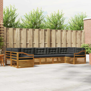 vidaXL Sofa-Sets 7 pcs Natuurlijk en Antraciet Massief Acaciahout