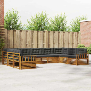 vidaXL Sofa-Sets 9 pcs Natuurlijk en Antraciet Massief Acaciahout
