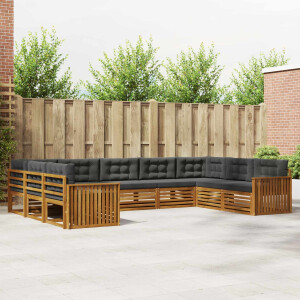 vidaXL Sofa-Sets 9 pcs Natuurlijk en Antraciet Massief Acaciahout