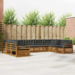 vidaXL Sofa-Sets 9 pcs Natuurlijk en Antraciet Massief Acaciahout