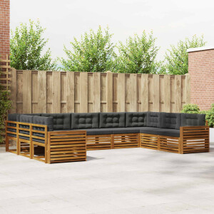 vidaXL Sofa-Sets 9 pcs Natuurlijk en Antraciet Massief Acaciahout