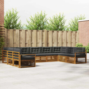 vidaXL Sofa-Sets 9 pcs Natuurlijk en Antraciet Massief Acaciahout