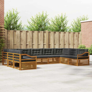 vidaXL Sofa-Sets 9 pcs Natuurlijk en Antraciet Massief Acaciahout