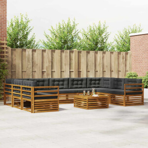 vidaXL Sofa-Sets 10 pcs Natuurlijk en Antraciet Massief Acaciahout